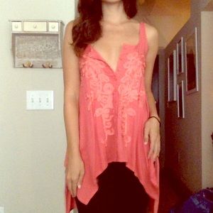 Coral Free People tunic top / vest
